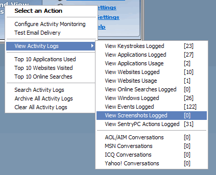 Monitoring Menu